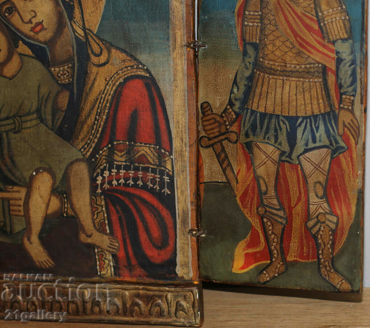 Hand-painted icon triptych Holy Virgin and Child - 7