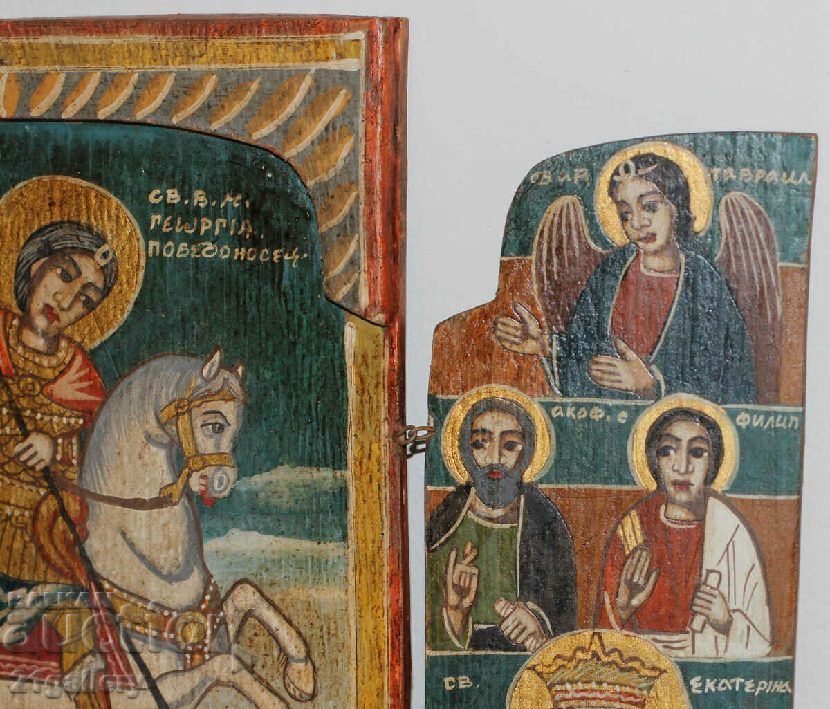 Hand painted icon triptych Saint George the Victorious - 5 Hand painted icon triptych Saint George the Victorious - 5