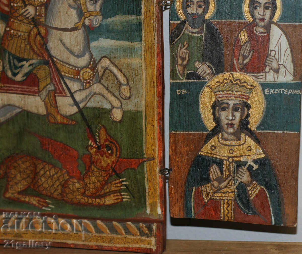 Hand painted icon triptych Saint George the Victorious - 6 Hand painted icon triptych Saint George the Victorious - 6