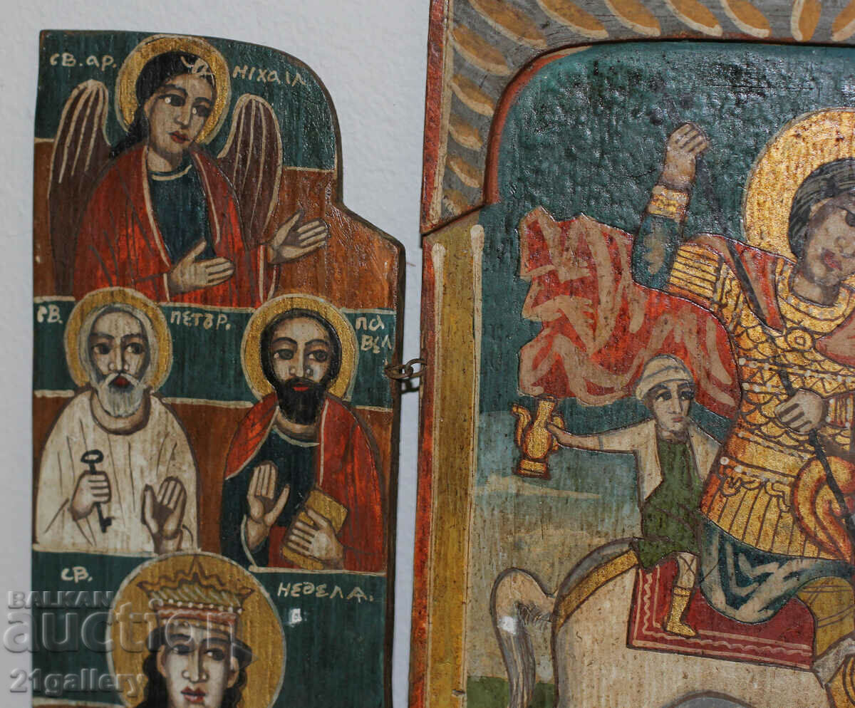 Hand painted icon triptych Saint George the Victorious - 7 Hand painted icon triptych Saint George the Victorious - 7