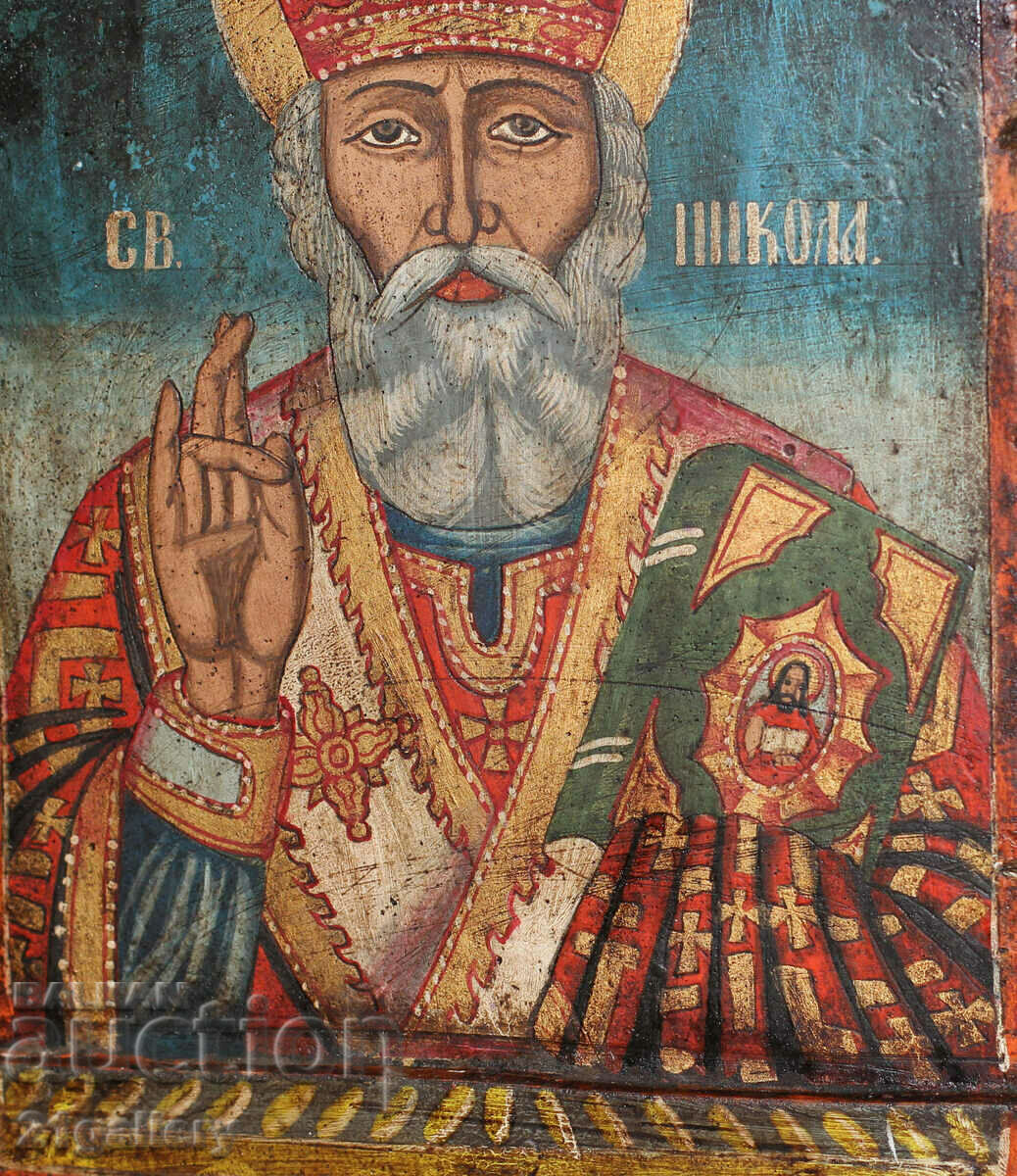 Triptic cu icoană pictată manual Sfântul Nicolae Făcătorul de Minuni - 5 Triptic cu icoană pictată manual Sfântul Nicolae Făcătorul de Minuni - 5