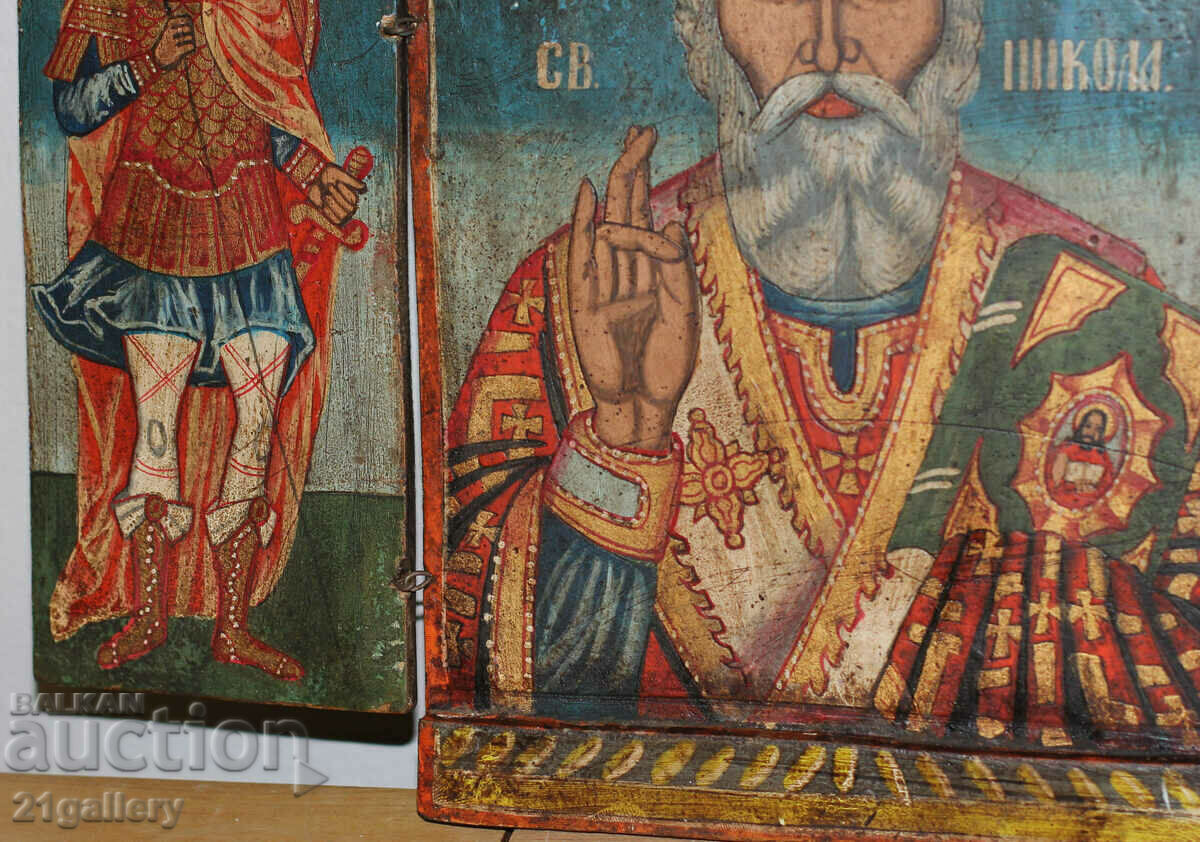 Triptic cu icoană pictată manual Sfântul Nicolae Făcătorul de Minuni - 6 Triptic cu icoană pictată manual Sfântul Nicolae Făcătorul de Minuni - 6