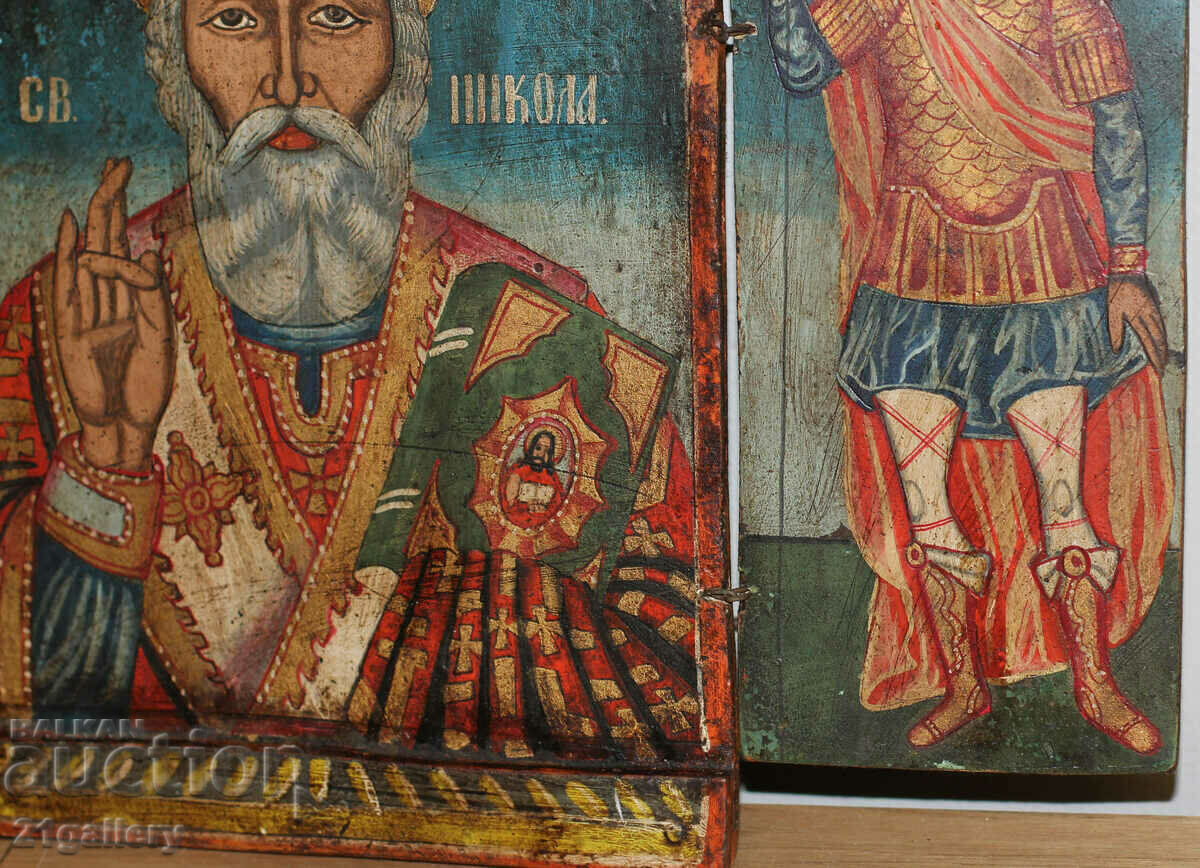 Triptic cu icoană pictată manual Sfântul Nicolae Făcătorul de Minuni - 7 Triptic cu icoană pictată manual Sfântul Nicolae Făcătorul de Minuni - 7