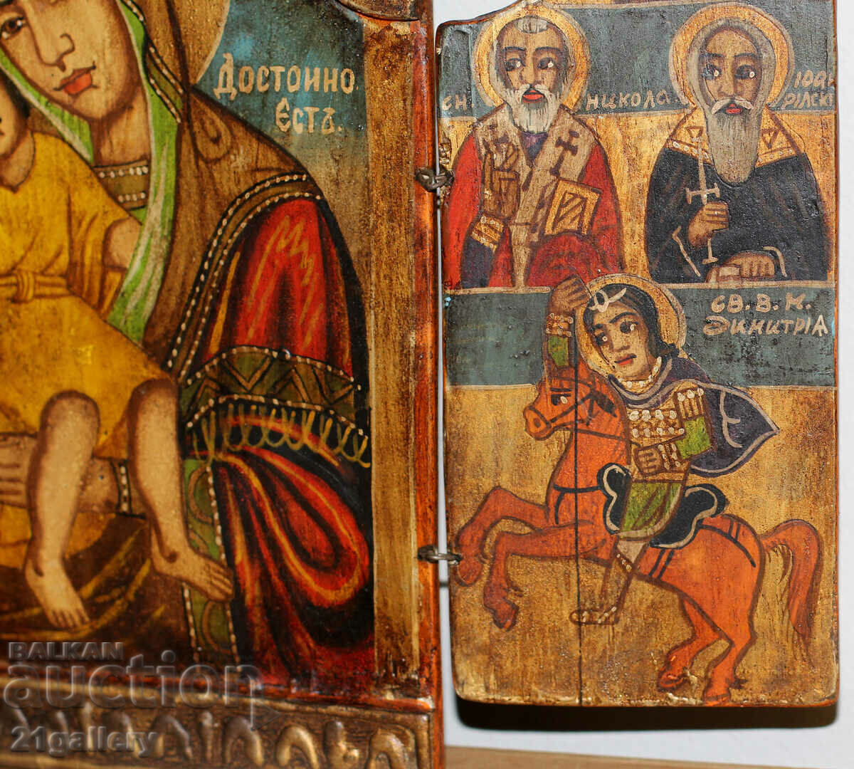 Hand-painted icon triptych Holy Virgin and Child - 7