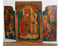 Hand-painted icon triptych Holy Virgin and Child