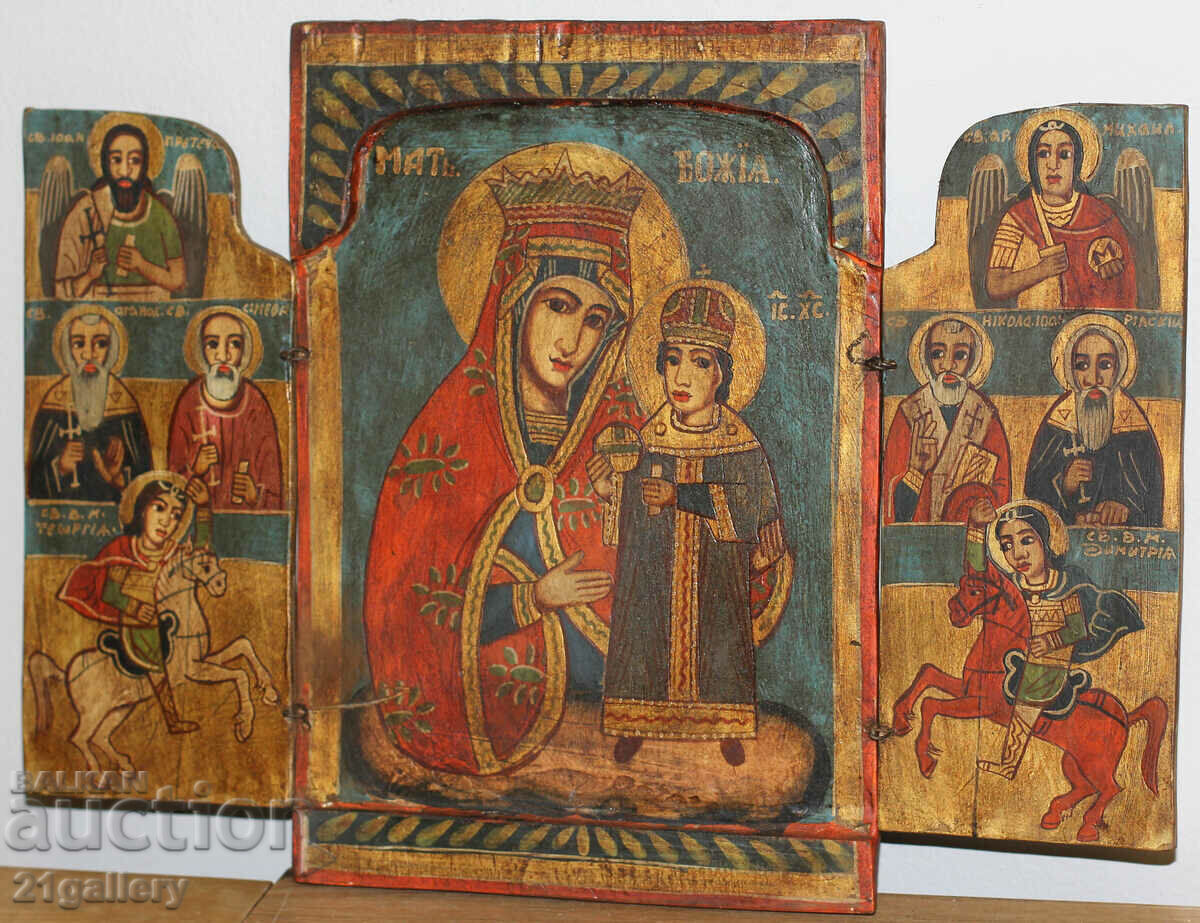 Hand-painted icon triptych Holy Virgin and Child with price 500.00 BGN | € 255.65 Hand-painted icon triptych Holy Virgin and Child with price 500.00 BGN | € 255.65