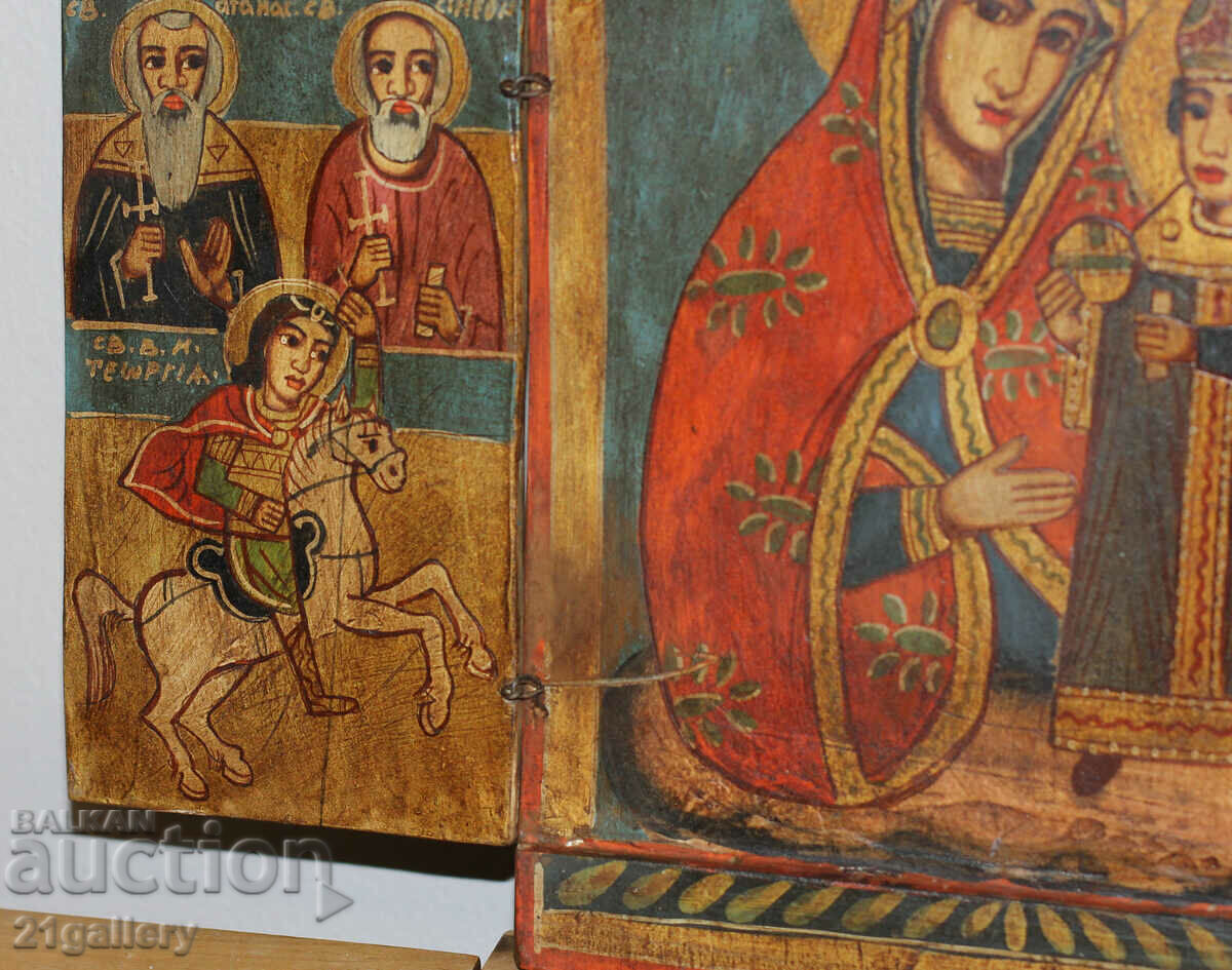 Delivery of Hand-painted icon triptych Holy Virgin and Child Delivery of Hand-painted icon triptych Holy Virgin and Child