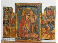 Hand-painted icon triptych Holy Virgin and Child