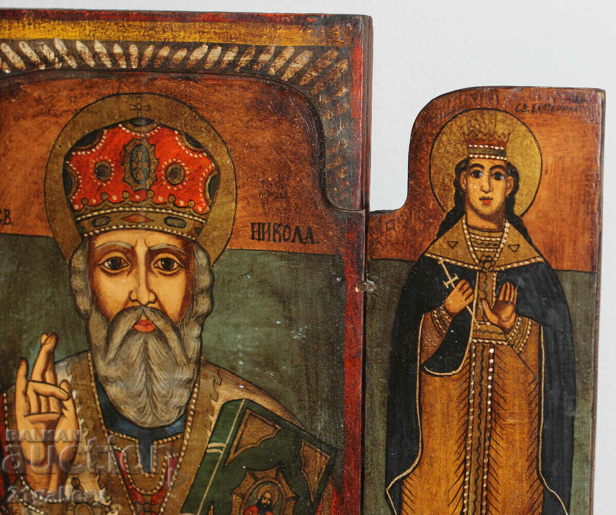 Hand painted icon triptych Saint Nicholas the Wonderworker - 6 Hand painted icon triptych Saint Nicholas the Wonderworker - 6