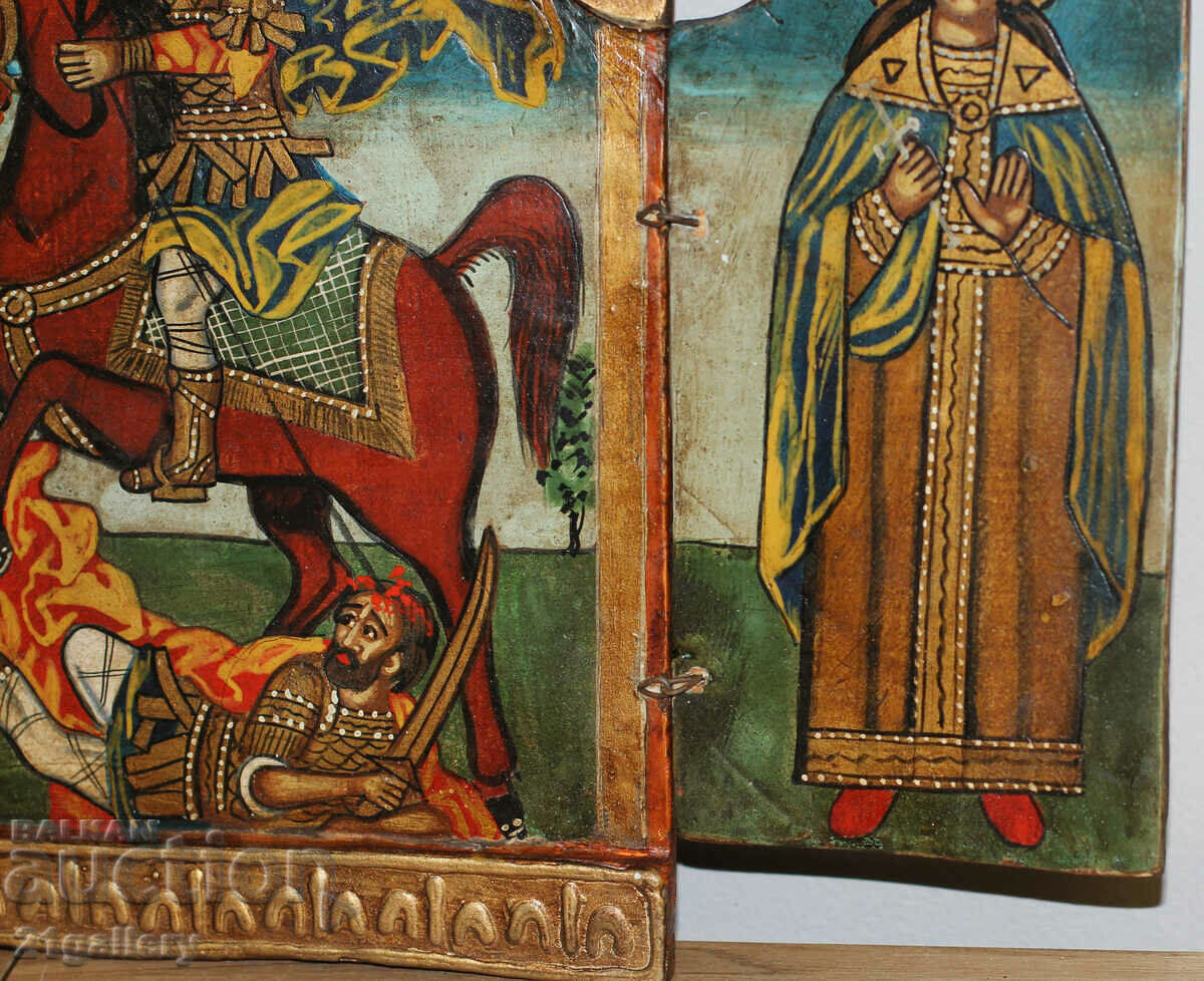 Hand-painted icon triptych Saint Demetrius of Thessaloniki - 5