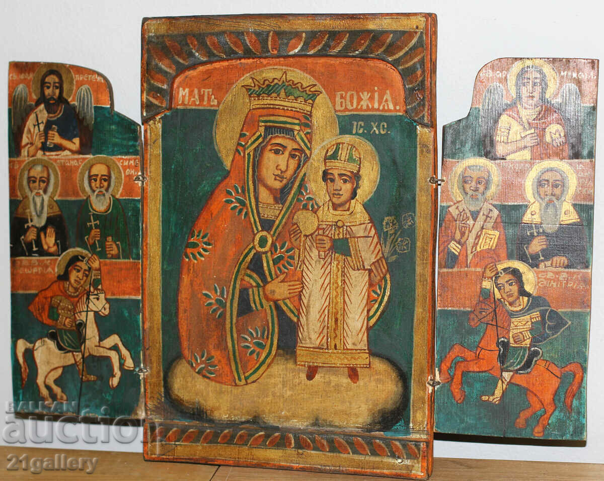 Hand-painted icon triptych Holy Virgin and Child with price 500.00 BGN | € 255.65