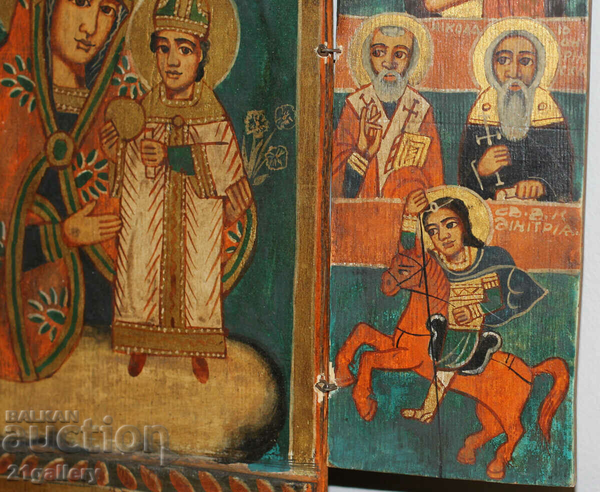 Hand-painted icon triptych Holy Virgin and Child - 5