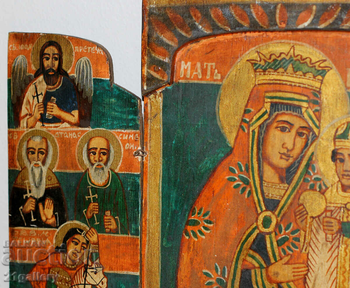 Hand-painted icon triptych Holy Virgin and Child - 6
