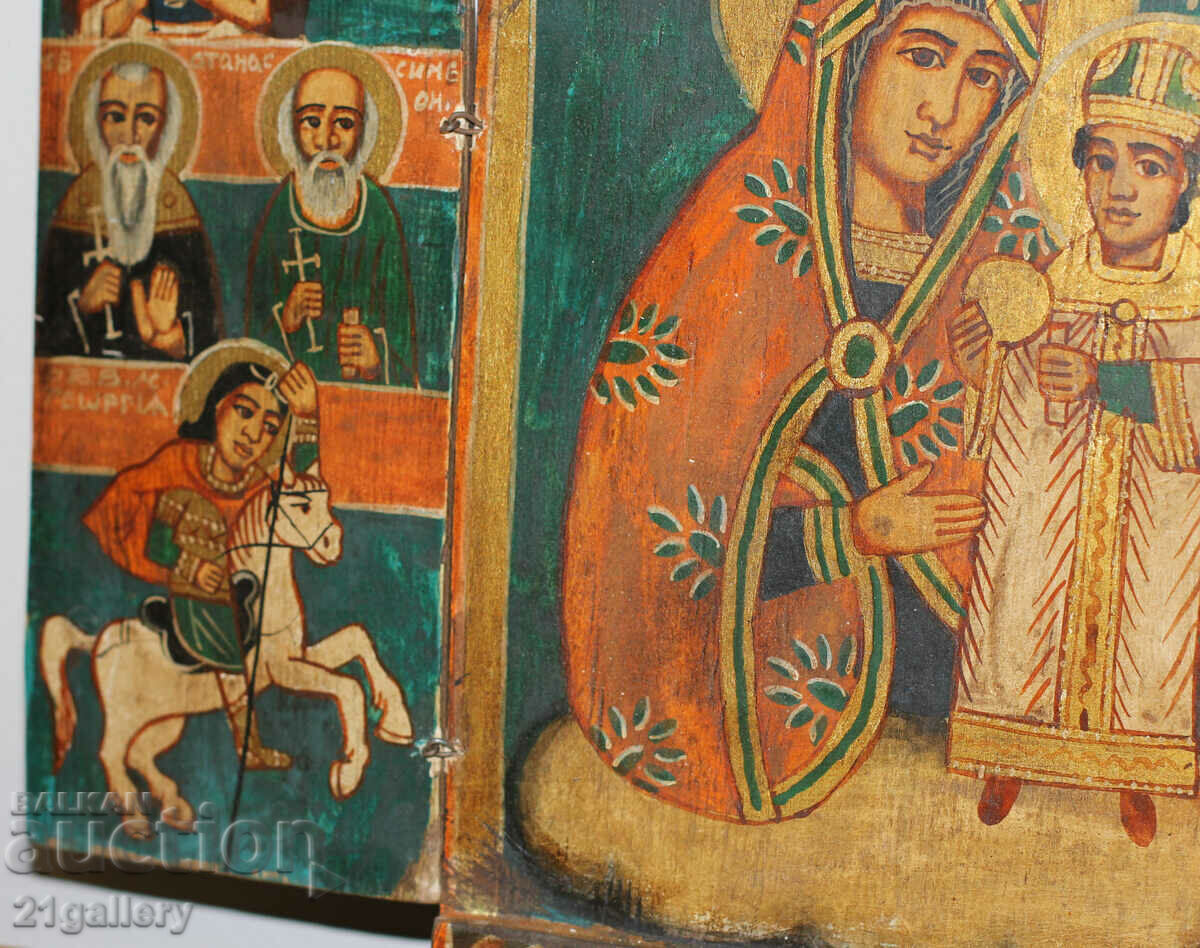 Hand-painted icon triptych Holy Virgin and Child - 7