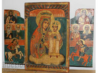 Hand-painted icon triptych Holy Virgin and Child