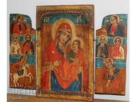 Hand-painted icon triptych Holy Virgin and Child