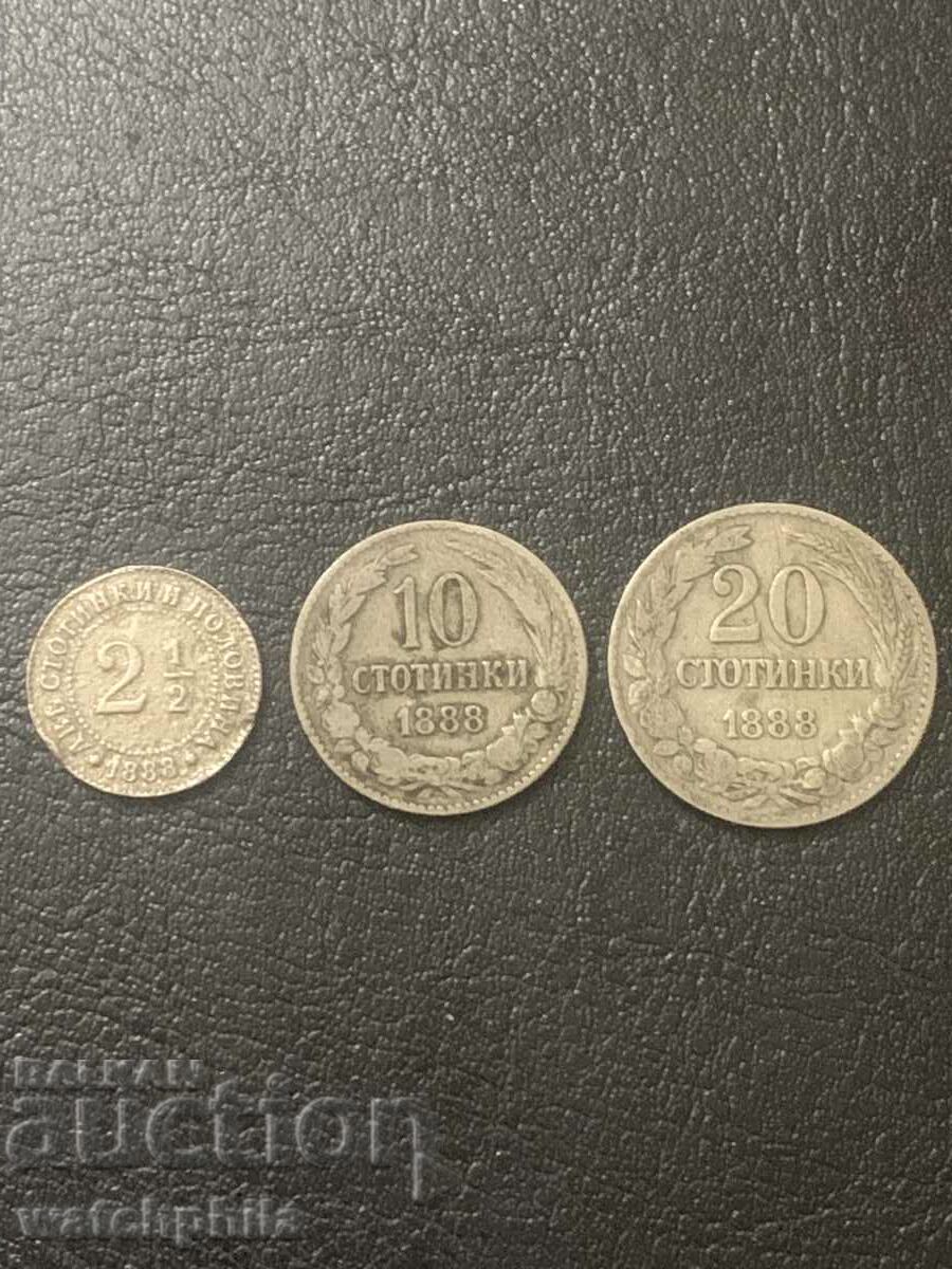 2 1/2, 10 si 20 de centi 1888 Lot Bulgaria