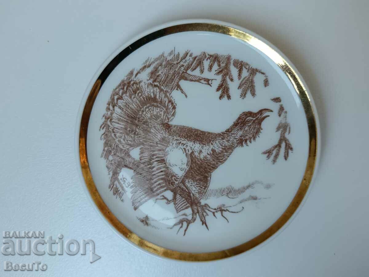 Auction  Set of mini saucers with hunting motifs, grouse, partridges