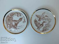 Set of mini saucers with hunting motifs, grouse, partridges