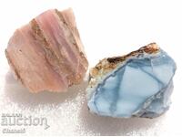 PAIR OF MILK OPAL - PINK & BLUE - PERU - 129.85 carats (416)