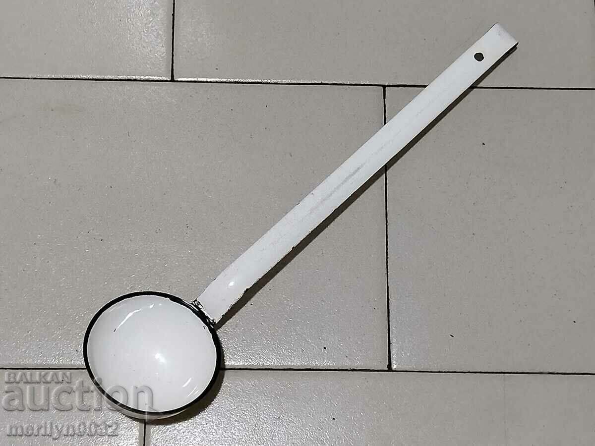 Old enamel ladle, enamel spoon, early soc, NRB with price 25.00 BGN | € 12.78 Old enamel ladle, enamel spoon, early soc, NRB with price 25.00 BGN | € 12.78
