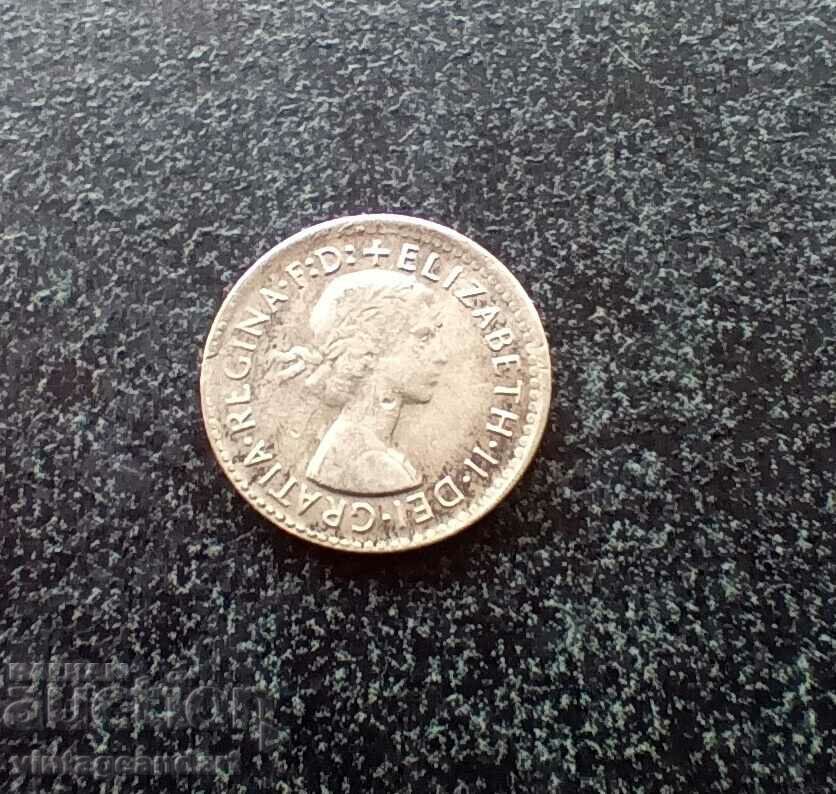 3 pence 1960, Australia, silver, silver coin with price 15.00 BGN | € 7.67 3 pence 1960, Australia, silver, silver coin with price 15.00 BGN | € 7.67