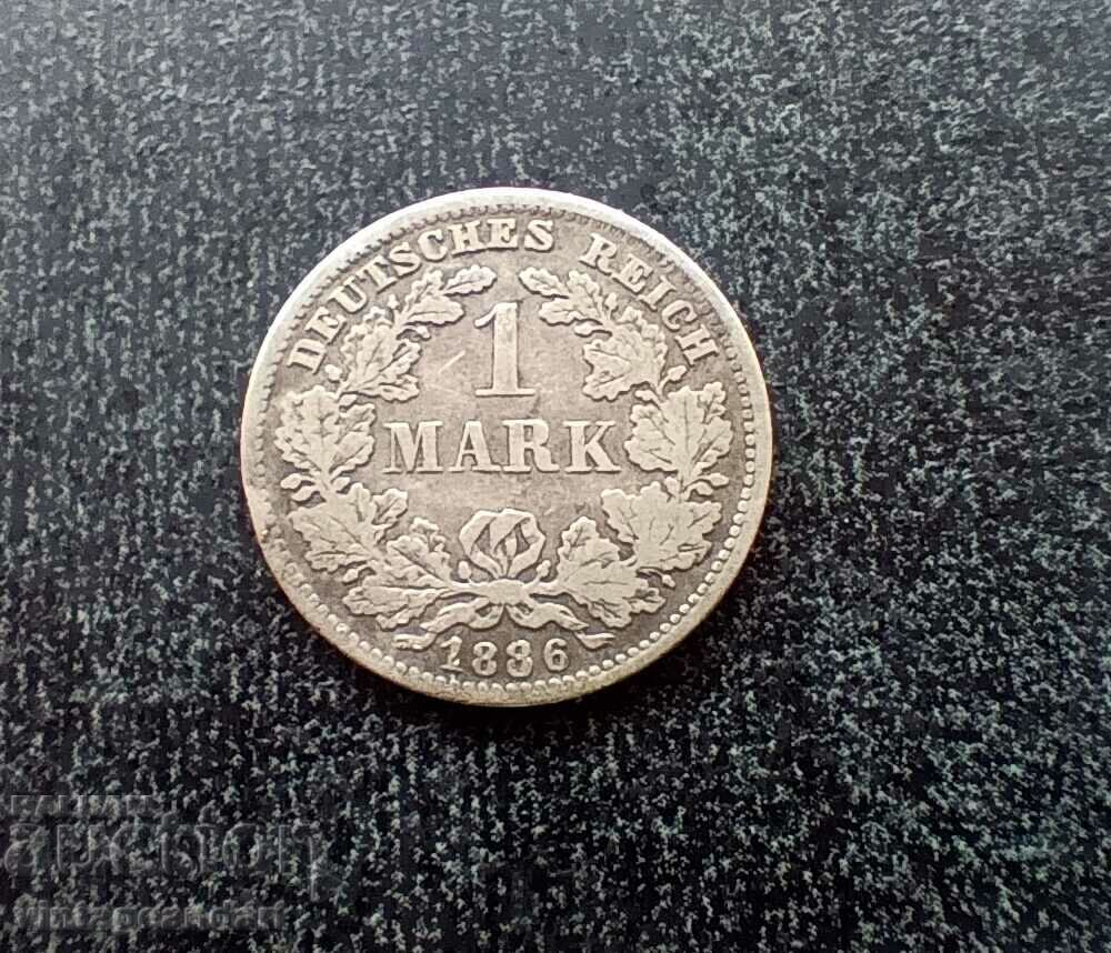 1 mark, марка 1886, Германия, сребро сребърна монета