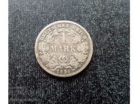 1 mark, марка 1886, Германия, сребро сребърна монета