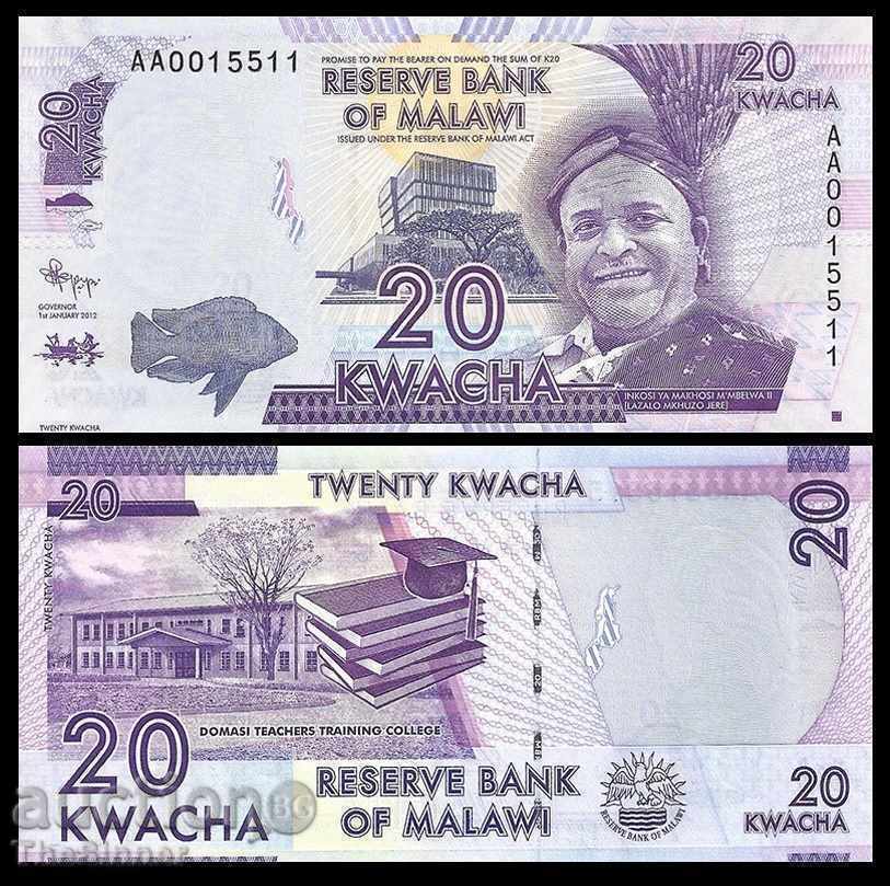 МАЛАВИ 20 Квача MALAWI 20 Kwacha, P-New, 2012 UNC /c