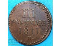 Saxonia 3 Pfennig 1811 Germania 26mm - excl. rar