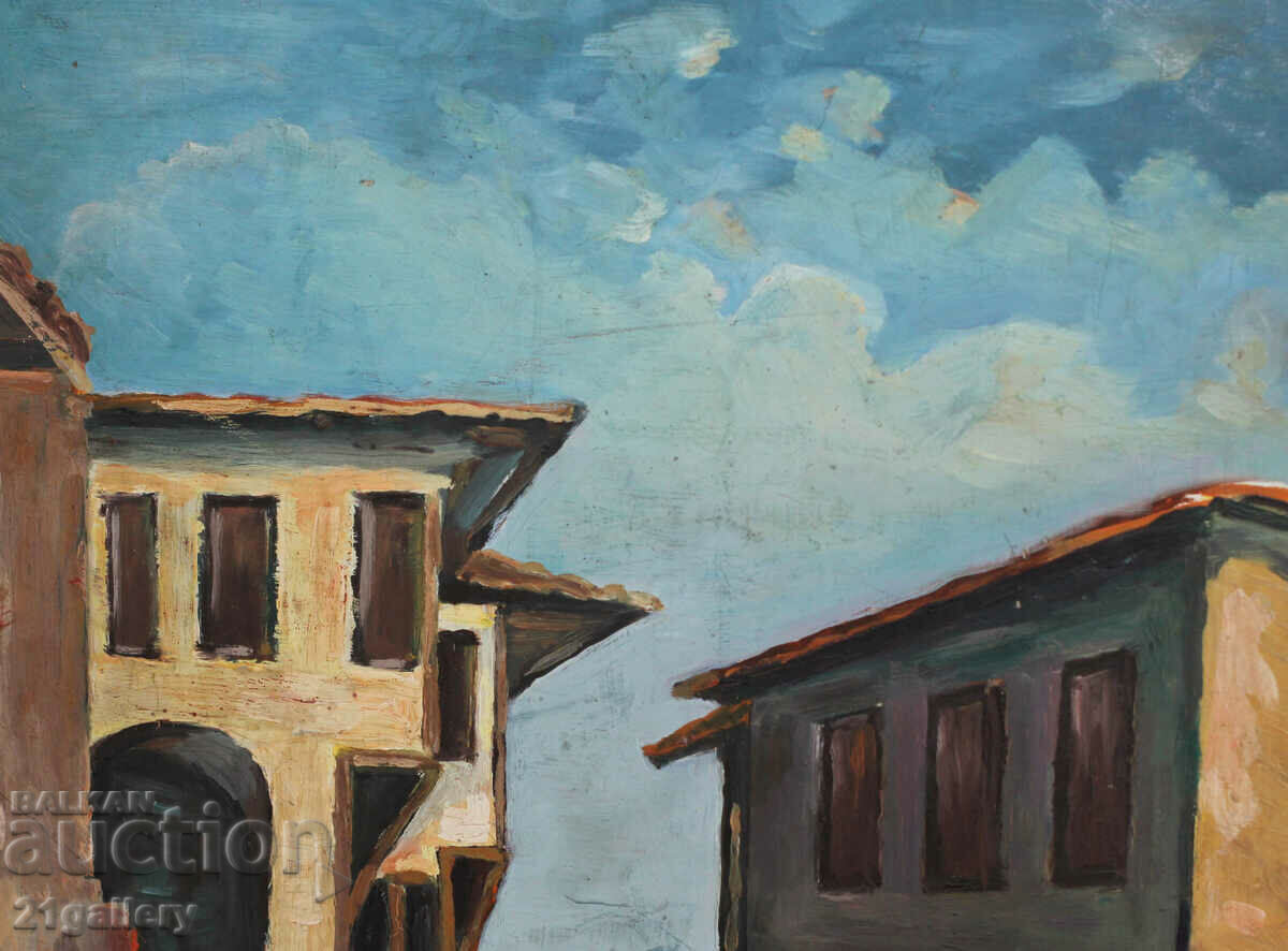 Auction Landscape, oil paints, signed and dated 1986. Auction Landscape, oil paints, signed and dated 1986.