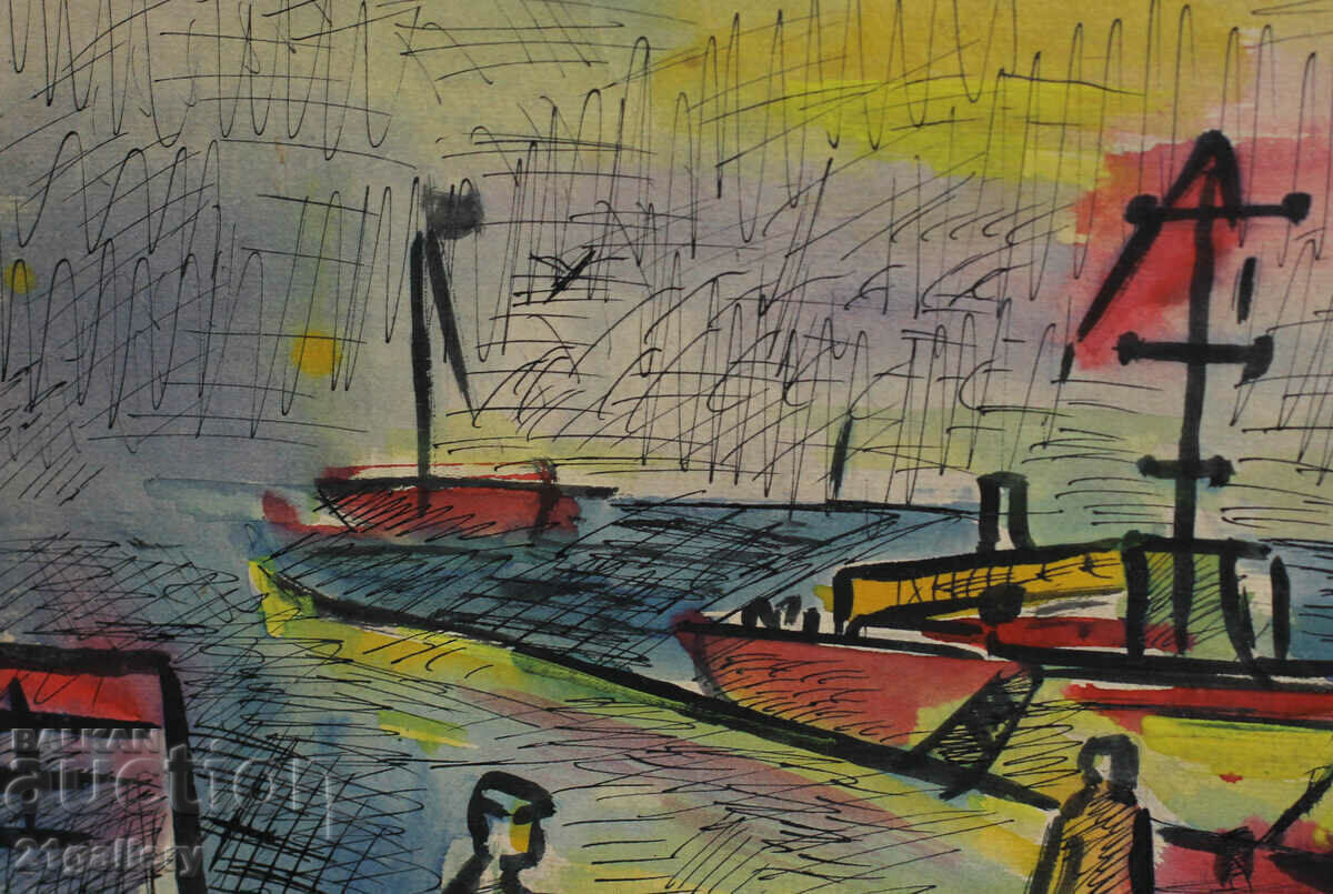 Delivery of Zahari Savov (1944 - 2025) Landscape watercolor/ink 1963