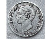 5 pesetas 1875 Spania.