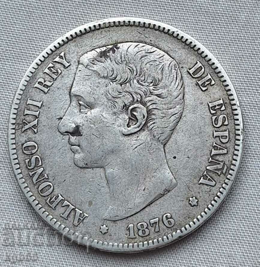 5 песети  1876 г. Испания.#1