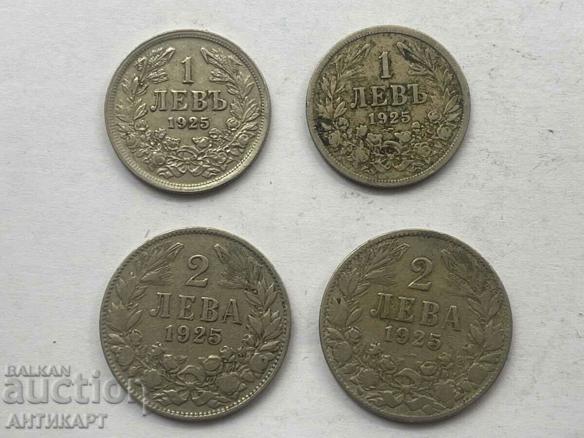 4 coins 1 BGN and 2 BGN 1925