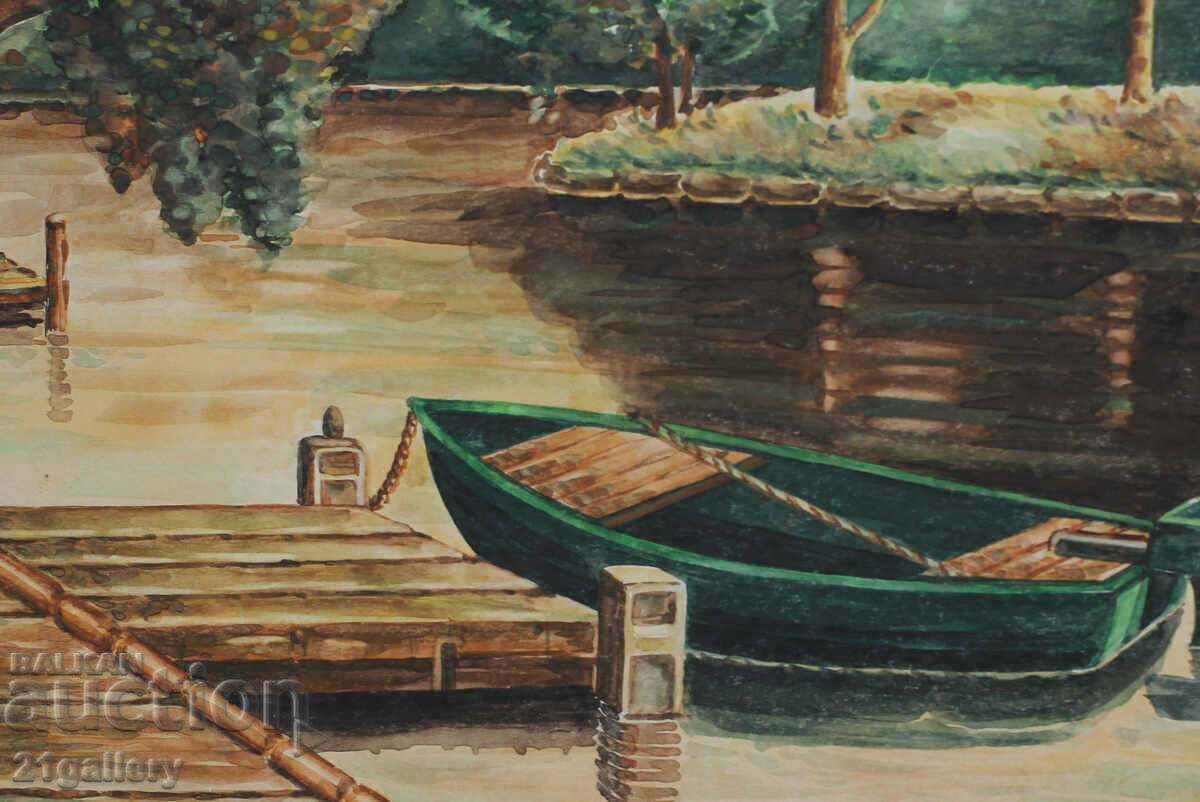 Delivery of Filip Petrov Landscape with a boat watercolor 1977 Delivery of Filip Petrov Landscape with a boat watercolor 1977