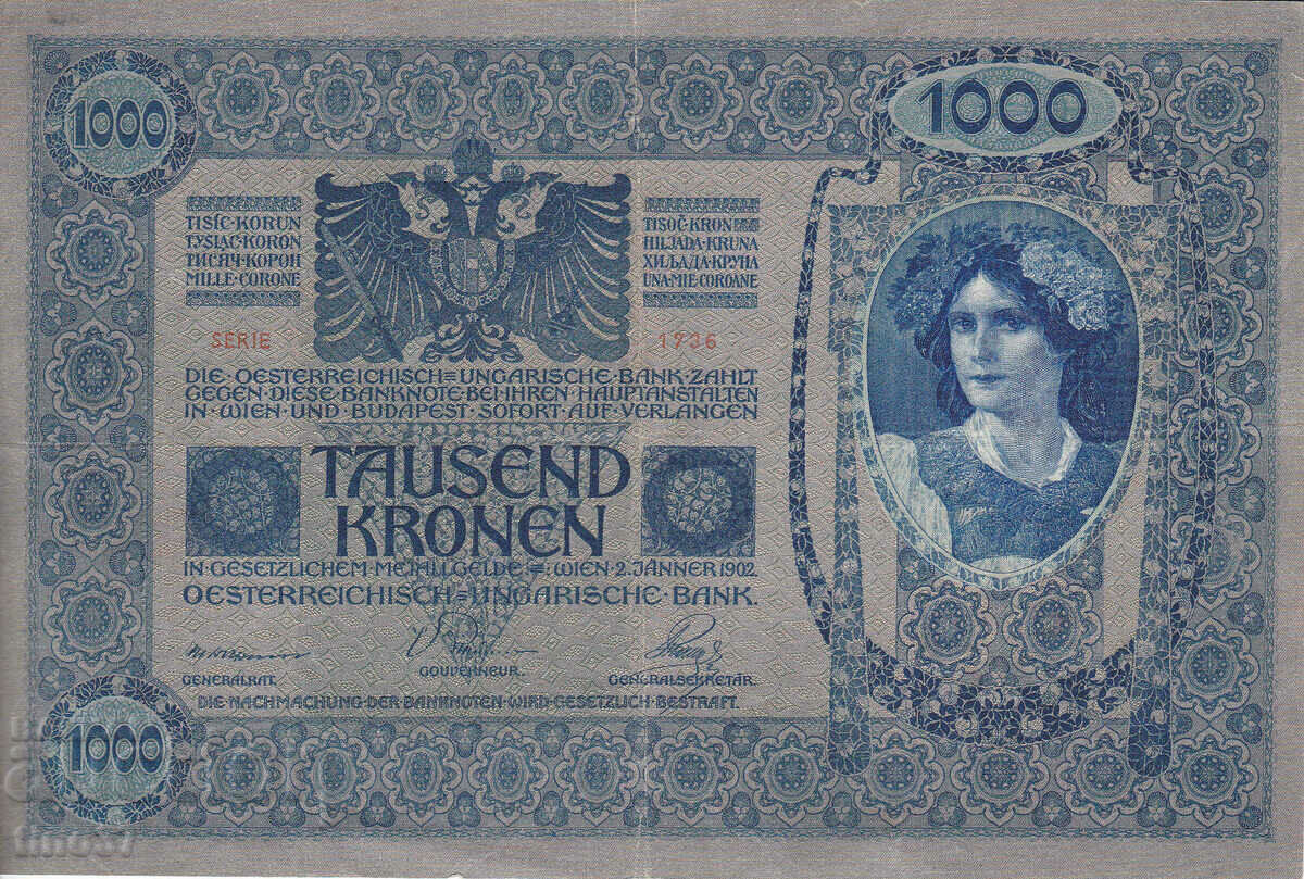 Auction tino37 - AUSTRIA-HUNGARY - 1000 KRONEN - 1902 - VF Auction tino37 - AUSTRIA-HUNGARY - 1000 KRONEN - 1902 - VF