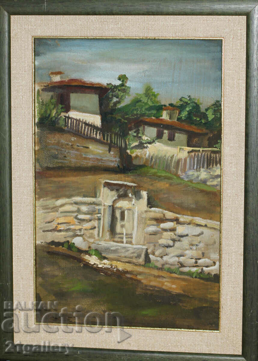 Landscape with village fountain oil paints with price 180.00 BGN | € 92.03 Landscape with village fountain oil paints with price 180.00 BGN | € 92.03