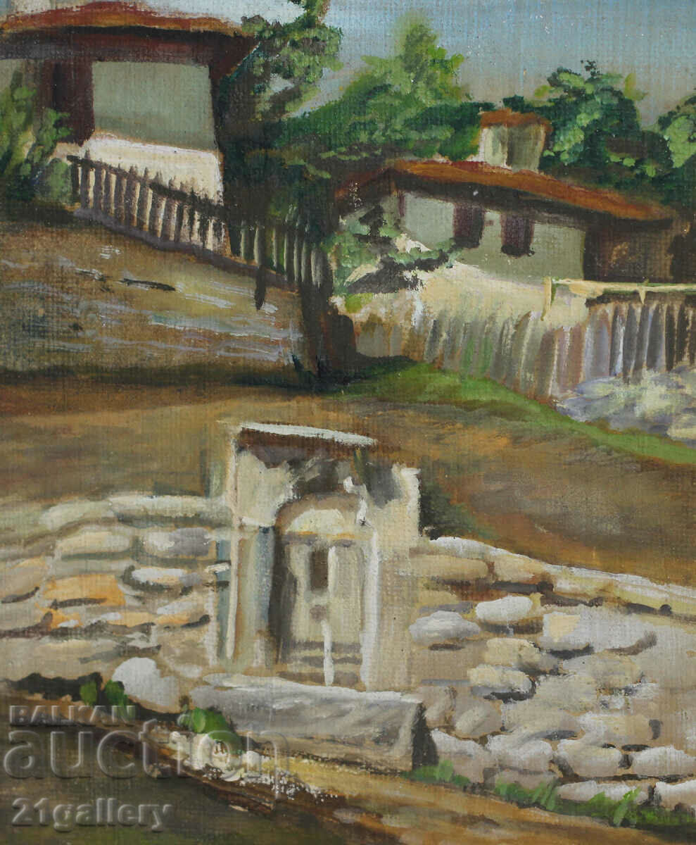 Delivery of Landscape with village fountain oil paints Delivery of Landscape with village fountain oil paints