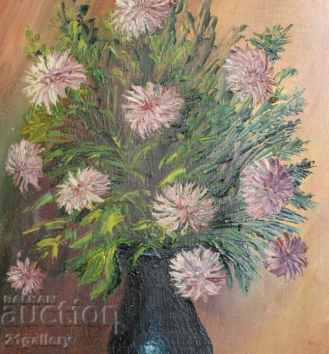 Still life oil paints vase with flowers signed 1992. - 5 Still life oil paints vase with flowers signed 1992. - 5