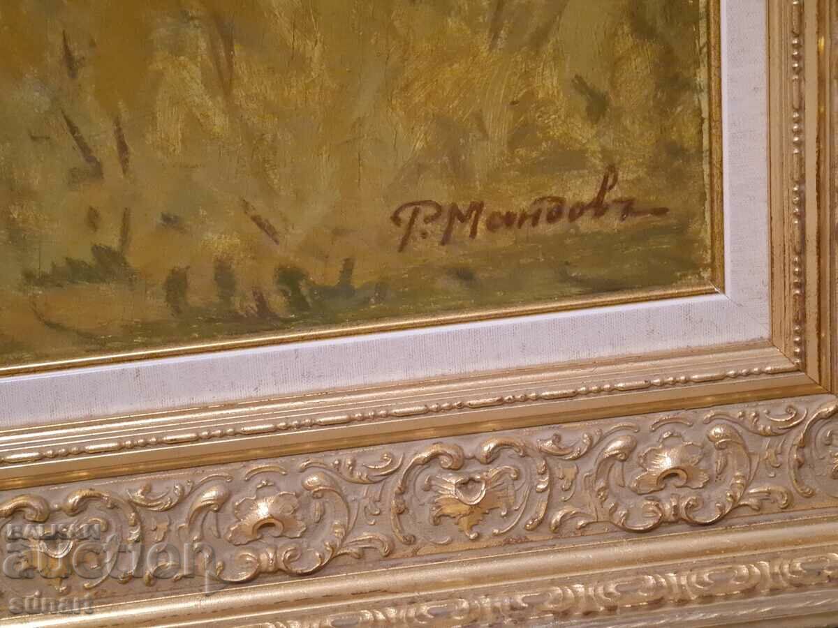 Auction Painting Radomir Mandov landscape with ox oil 85 X 120 cm Auction Painting Radomir Mandov landscape with ox oil 85 X 120 cm