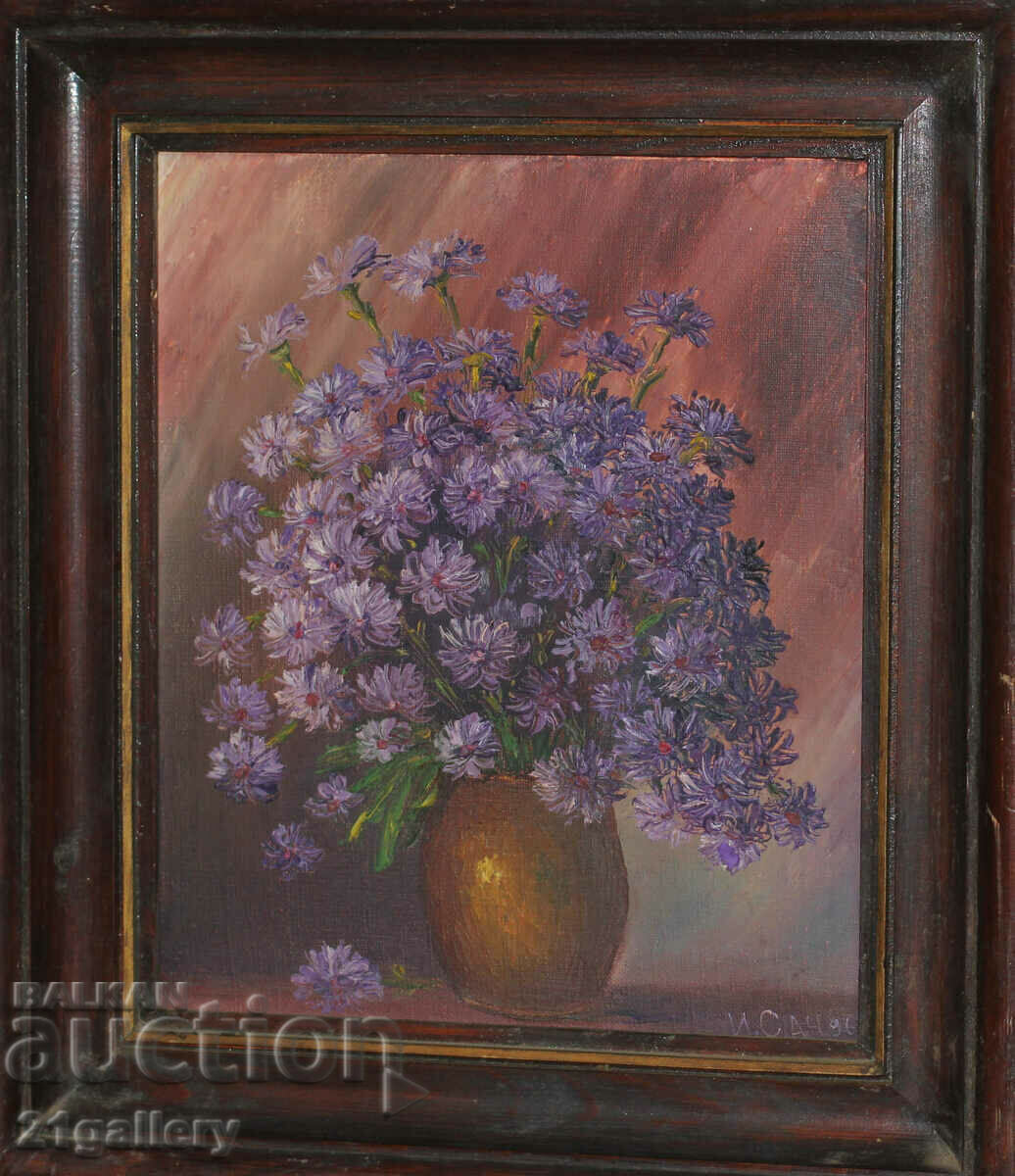Still life, vase with flowers, oil paints, signed 1996. with price 160.00 BGN | € 81.81
