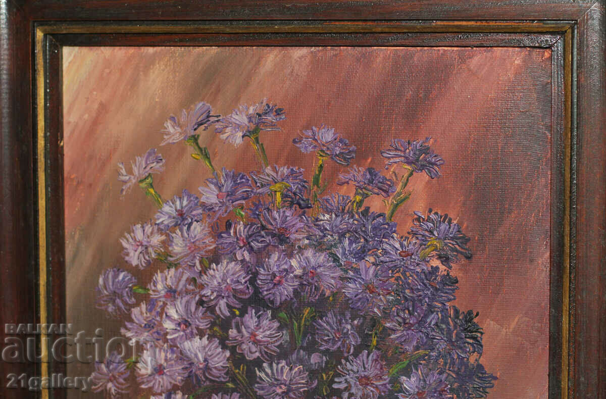 Delivery of Still life, vase with flowers, oil paints, signed 1996.