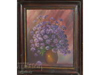 Still life, vase with flowers, oil paints, signed 1996.