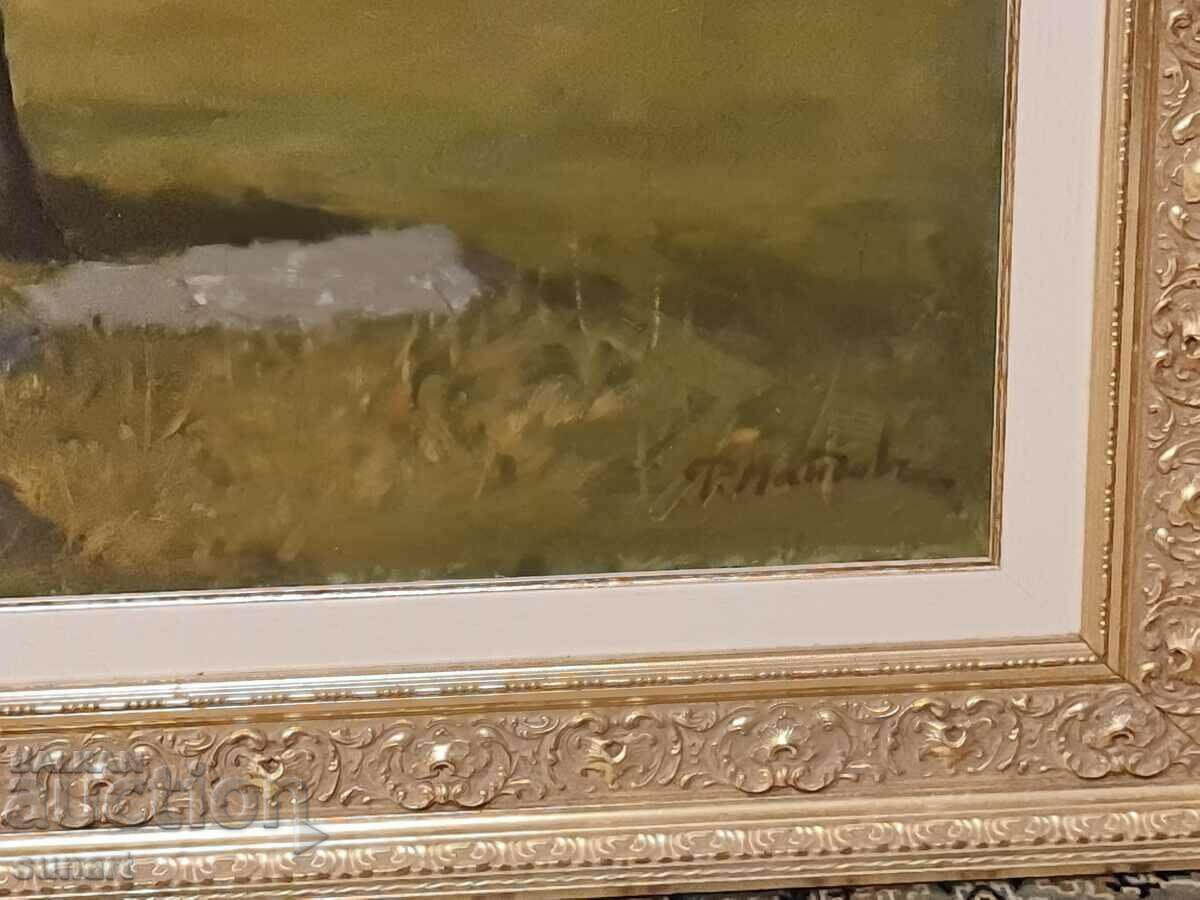 Auction Painting Radomir Mandov landscape with shepherds oil 125 X 100 cm Auction Painting Radomir Mandov landscape with shepherds oil 125 X 100 cm