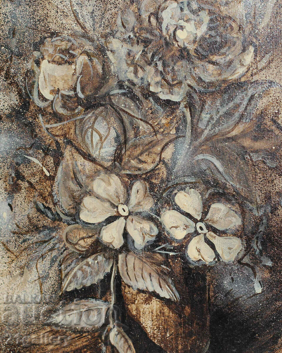 Vaza cu natura statica cu flori, vopsele in ulei, semnata - 5 Vaza cu natura statica cu flori, vopsele in ulei, semnata - 5