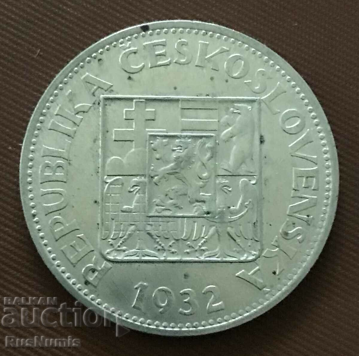 Cehoslovacia. 10 coroane 1932 Argint.