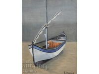 Fishing Boat Oil Painting Signed