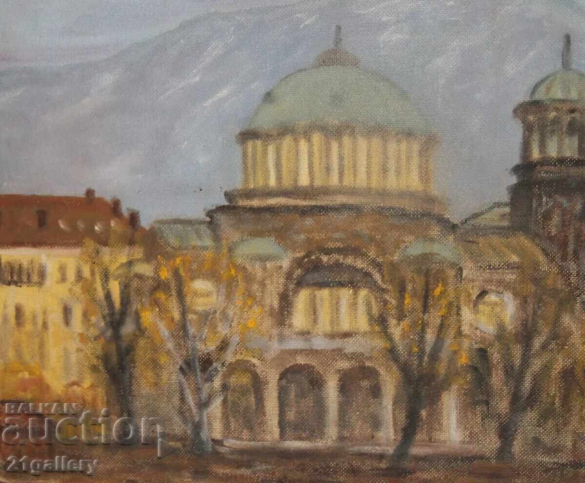 Милчо Павлов, градски пейзаж, маслени бои, подписана 1968г - 6 Милчо Павлов, градски пейзаж, маслени бои, подписана 1968г - 6