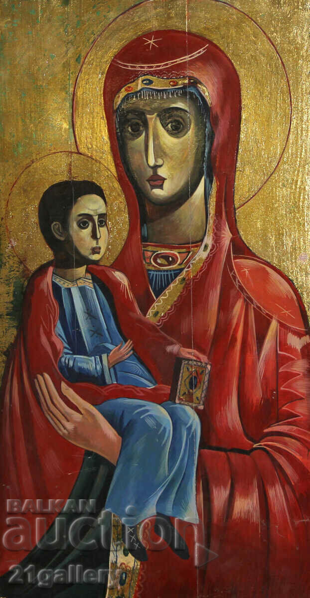 Hand-painted icon of the Holy Mother of God with the Child with price 1000.00 BGN | € 511.29 Hand-painted icon of the Holy Mother of God with the Child with price 1000.00 BGN | € 511.29